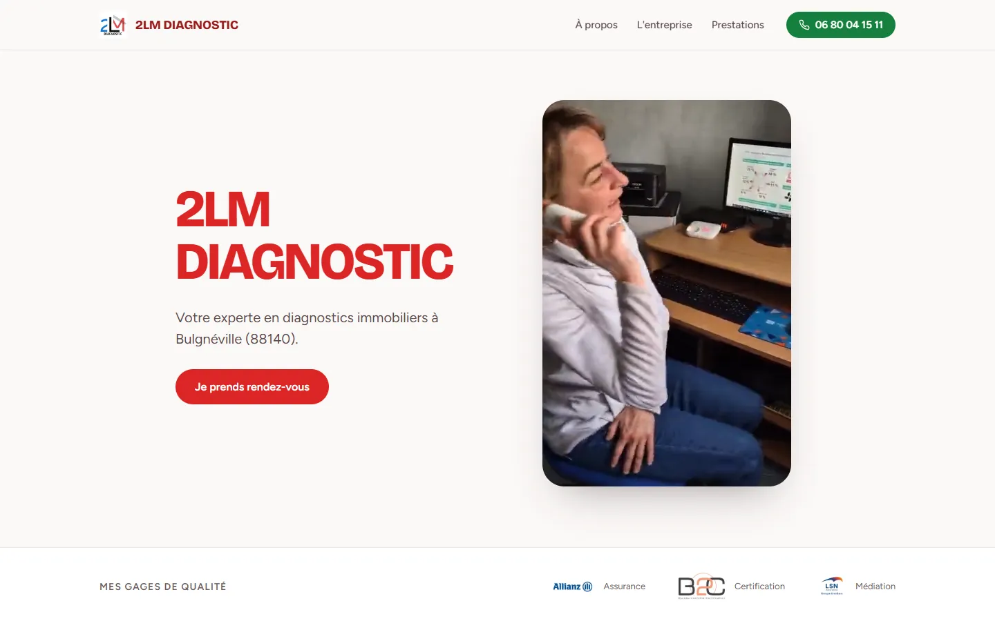 Aperçu du site 2LM Diagnostic