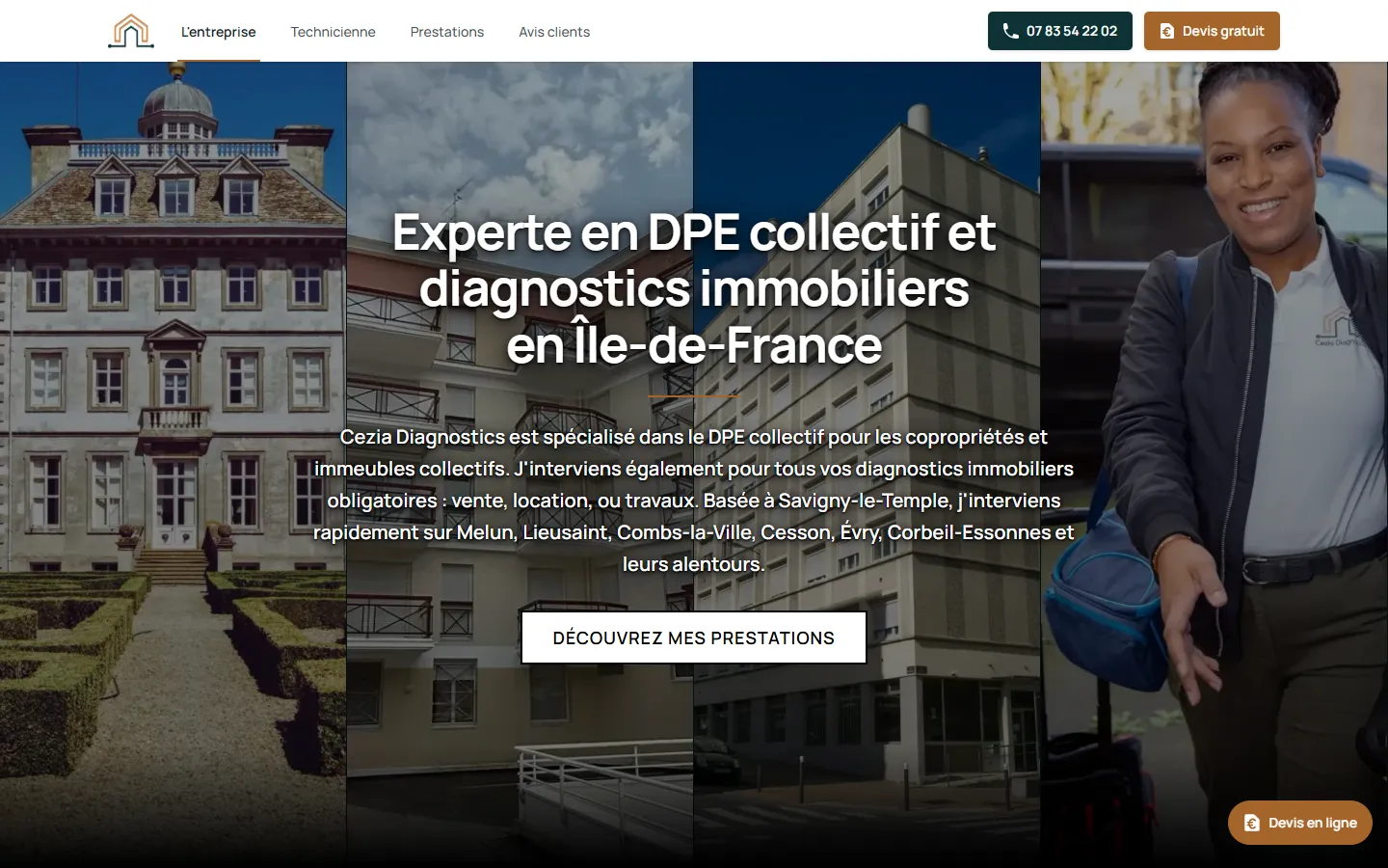 Aperçu du site Cezia Diagnostics